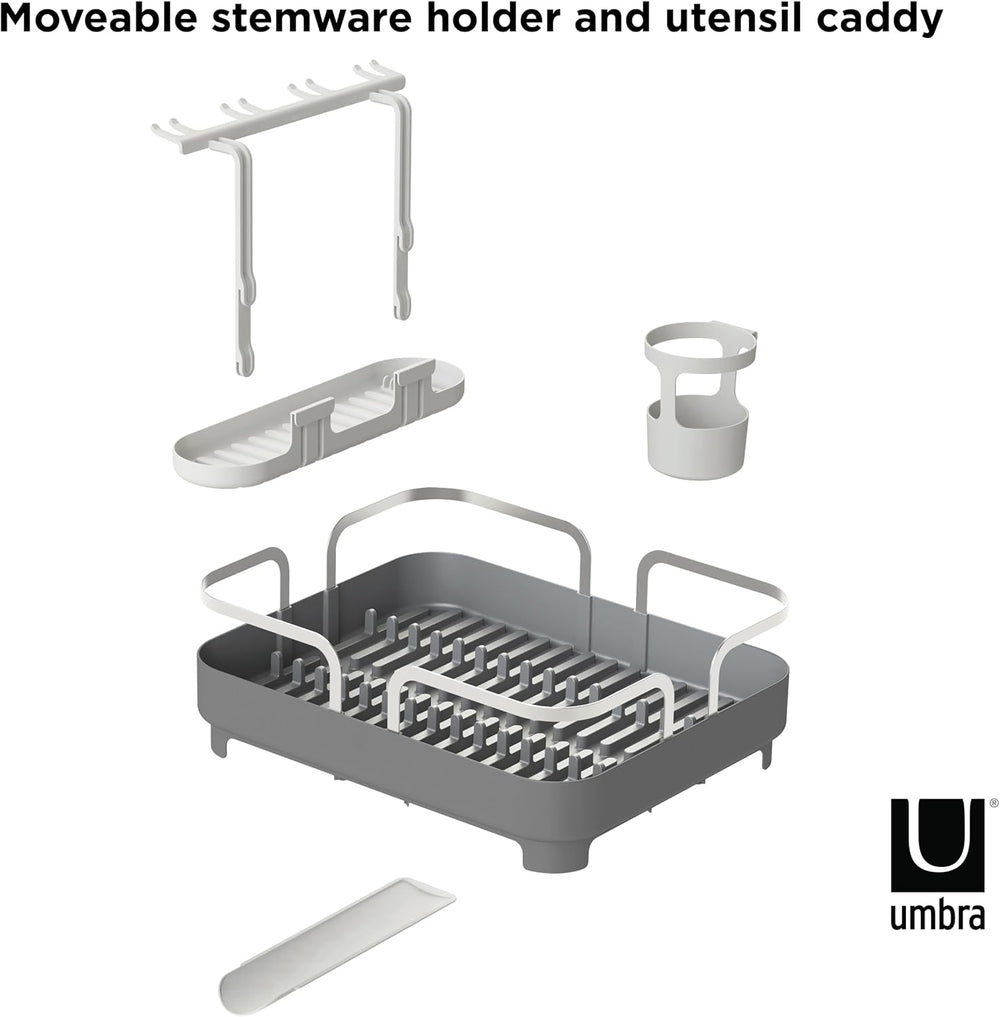 Umbra Holster Dish Rack– Molded Plastic Dish Drying Rack with Drainage Spout,...