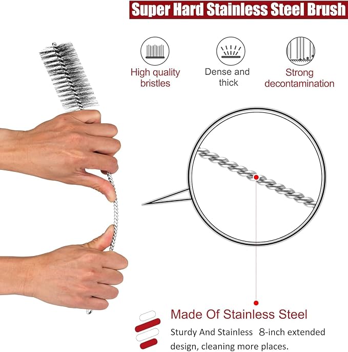 Pipe Cleaning Brush Set Stainless Steel Bristles, Stainless Steel Pipe Brush - Image 3