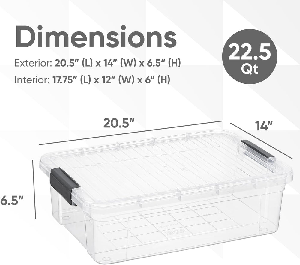 Superio Storage Bins with Lids- Clear Boxes for Organizing, Stackable Plastic...