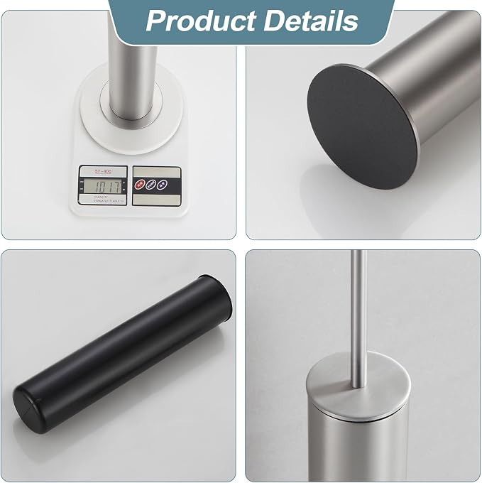 BGL Toilet Brush and Holder Set, Heavy Duty 304 Stainless Steel, Round Base and - Image 6