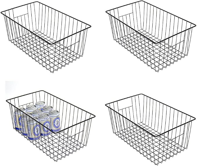 16inch Freezer Wire Storage Organizer Baskets, Household Refrigerator Bin