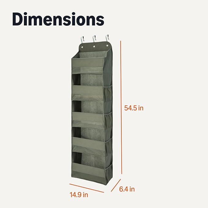 Amazon Basics 5 Tier Over the Door Organizer, 6.4 x 54.5 x 14.9 in, Dark Grey - Image 2