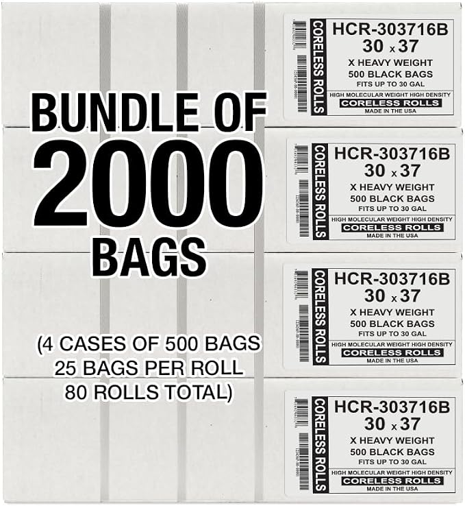 Aluf Plastics High Density Trash Bags, 30 Gallon, 16 Micron, - Image 2