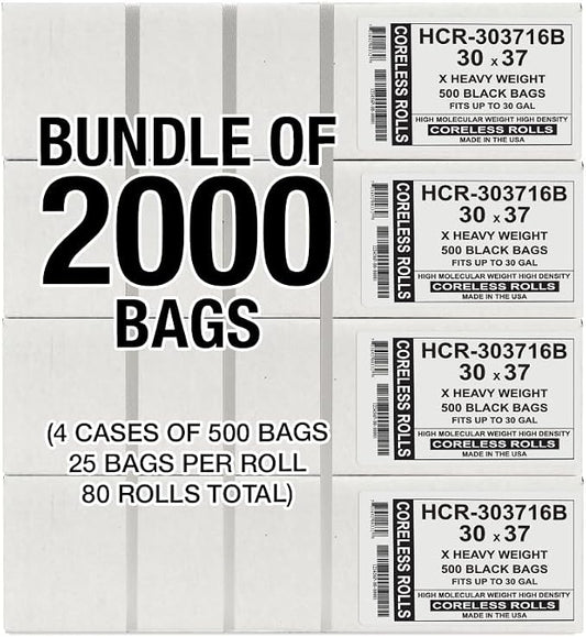 Aluf Plastics High Density Trash Bags, 30 Gallon, 16 Micron, - Image 2