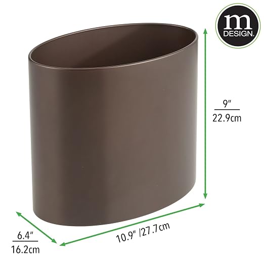mDesign Stainless Steel Metal Oval Trash Can, 7.9 Liter/2.09 Gallon Wastebasket - Image 4