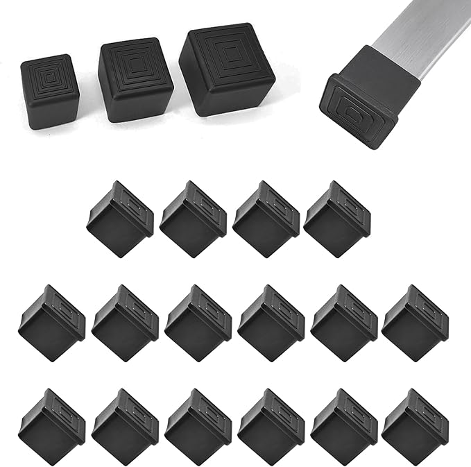 16 Pcs 2" x 2" Square Rubber Chair Leg Caps, PVC Table Leg Covers, Flexible & by BOPOREAE