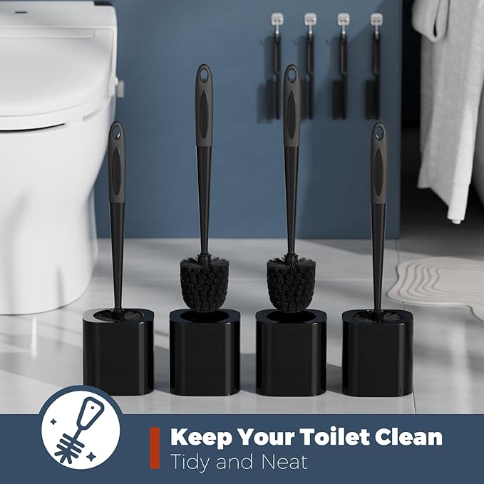 Toilet Brush, 4 Pack Toilet Brush and Holder Set Bathroom Accessories, Toilet - Image 4