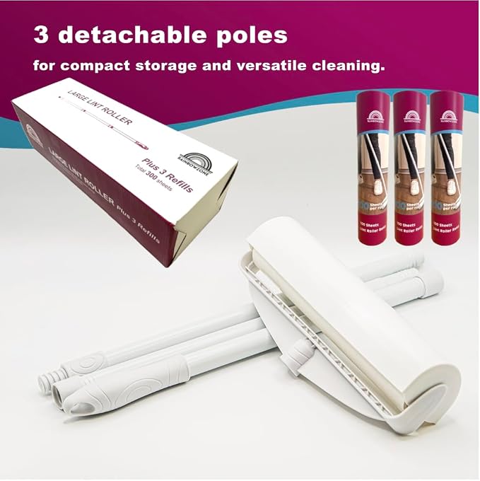 RainbowZone Large Lint Rollers plus 3 Rolls 9.5'' Extra Wide Total 300 sheets - Image 7