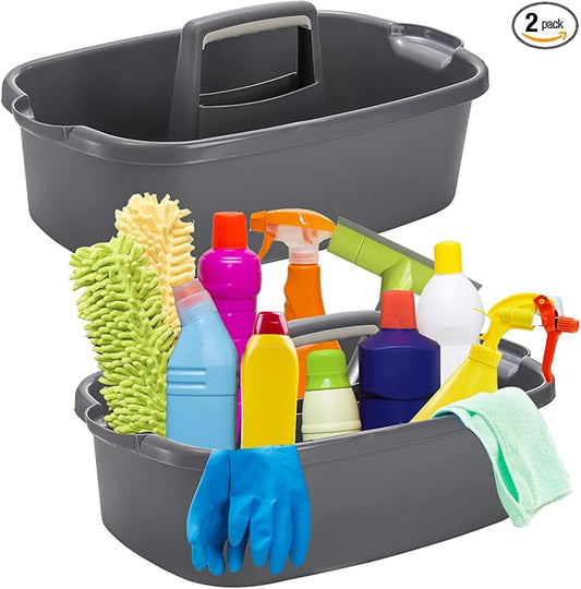 TOPZEA 2 Pack Cleaning Supplies Caddy, Large Plastic Cleaning Supply Organizer by TOPZEA