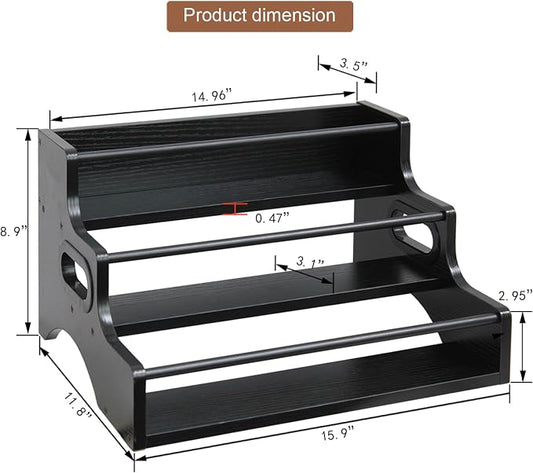 AT-VALY 3-Tier Spice Rack, Iron&MDF Kitchen Storage Shelf, Space-Saving - Image 2