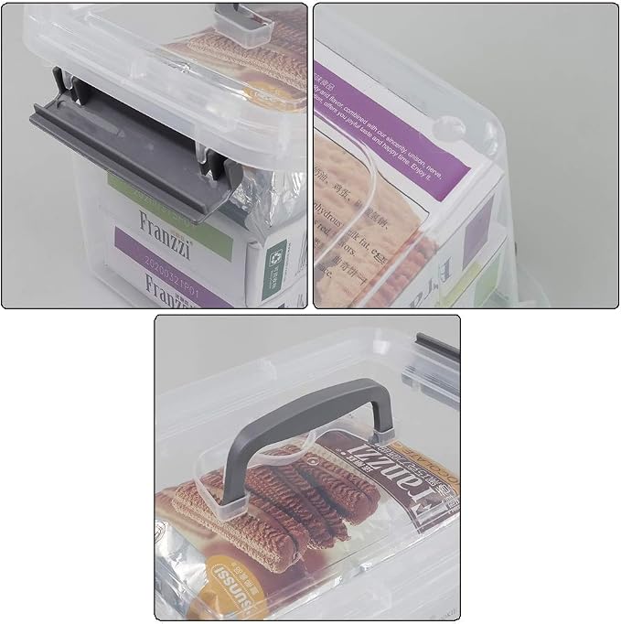 Bringer 6-Pack 5 L Clear Plastic Storage Box, Small Storage Latch Bin - Image 3