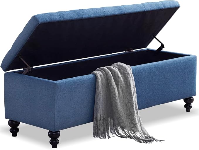 Storage Ottoman 50.2 Inches Upholstered Fabric Storage Ottoman Bench，Button - Image 5