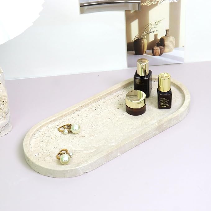 Natural Marble Tray, Oval Vanity Decorative Tray - Image 8