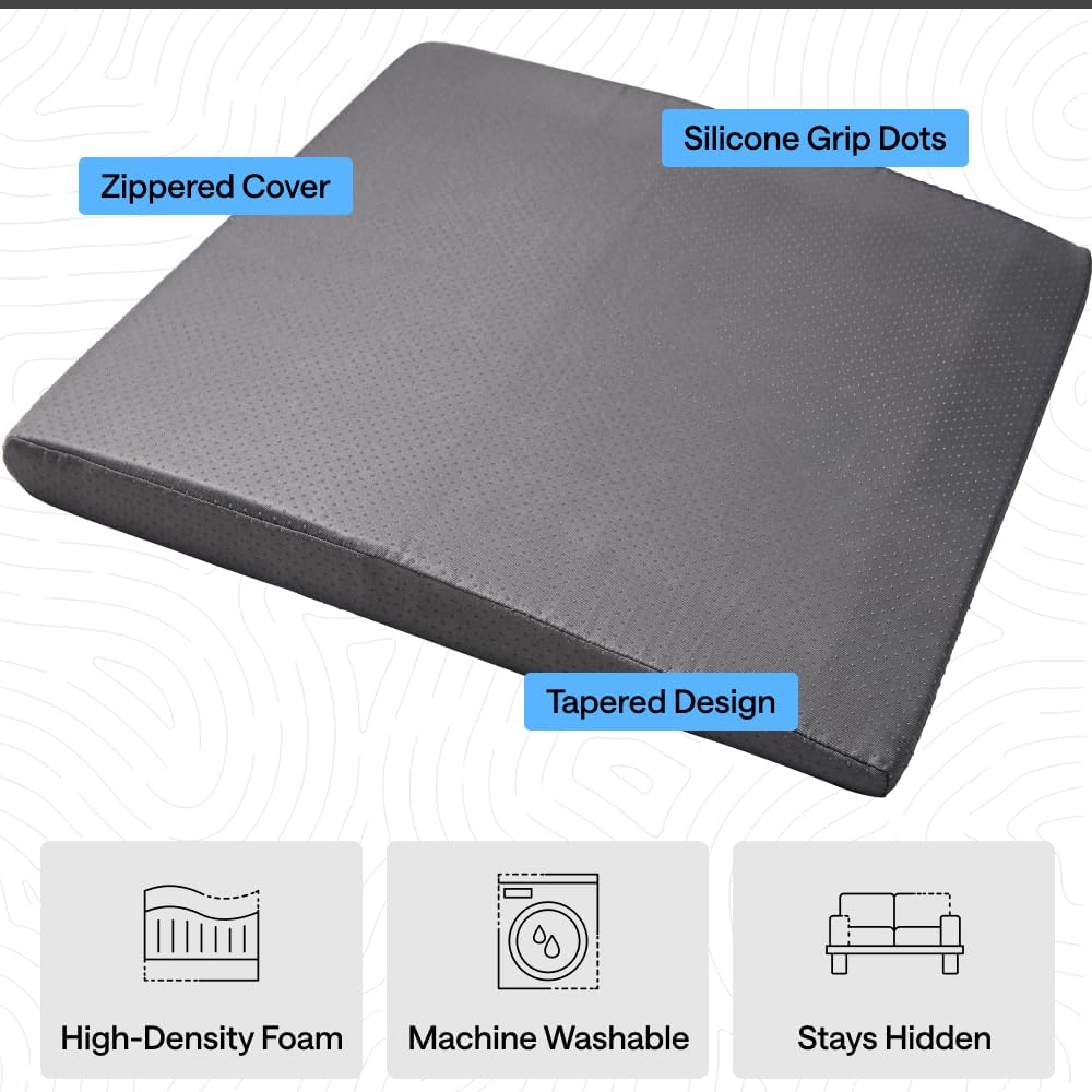 GORILLA GRIP Ergonomic High Density Couch Cushion Support Foam, Quick Rebound Sofa Lifters for Sagging Cushions, Stays in Place with Grip Dots, Replacement Stuffing, 20x19x1.75 Inches, 1 Pack, Gray