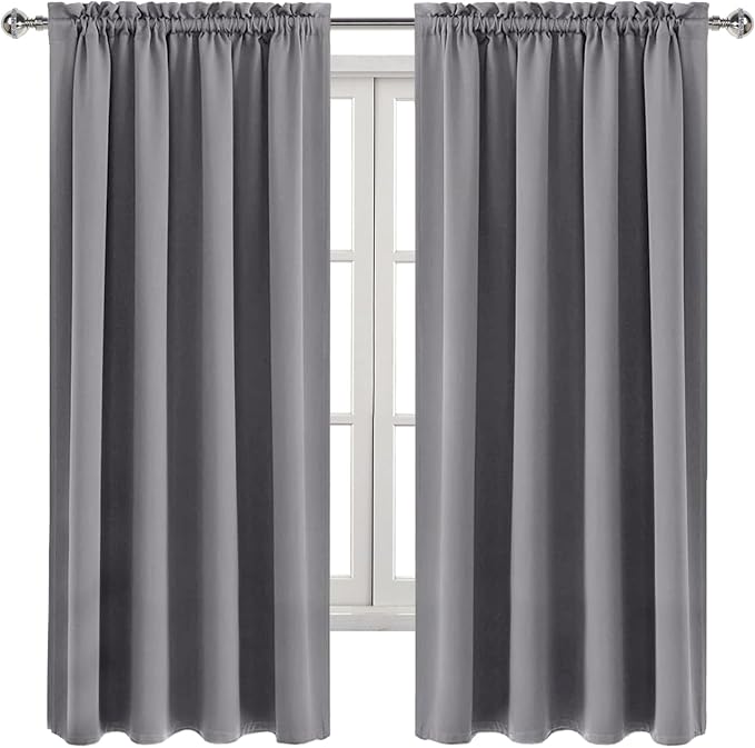 DWCN Grey Room Darkening Blackout Curtains - Image 9