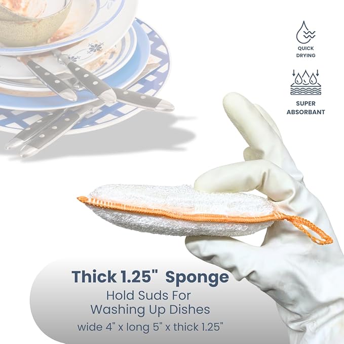 Whiffkitch Bamboo Fiber Kitchen Sponges – Washable Multicolor Non Scratch Dish - Image 4