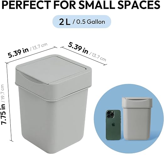 carrotez Mini Trash Can, Countertop Trash Can 2 Liter/ 0.5 Gallon, Mini - Image 5