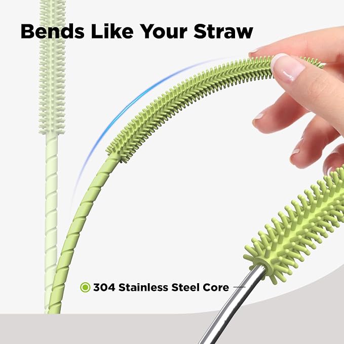 2 Pcs Silicone Straw Cleaner Brush, Extra Long Cleaning Brushes - Image 5