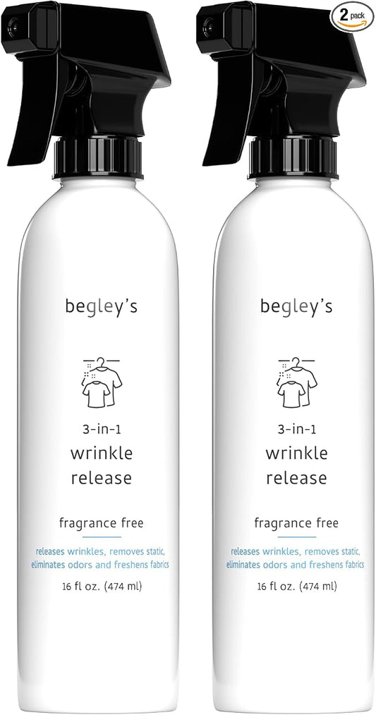 Begley's 3-in-1 Wrinkle Remover, Quick Fix Wrinkle Release, Static Cling Remover by Begleys