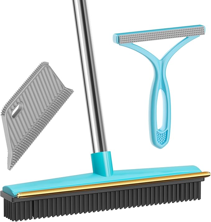Carpet Rake for Pet Hair Removal, Dog Cat Fur Remover Rubber Broom, Carpet Rake by SOCCSO