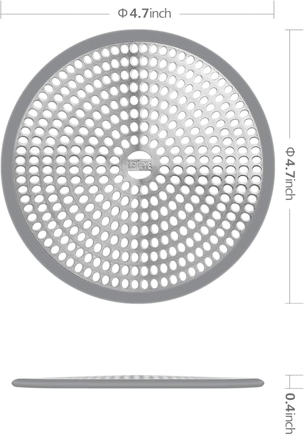 LEKEYE Shower Hair Catcher Drain Protector Strainer-Steel & Silicone 2 Pack - Image 4