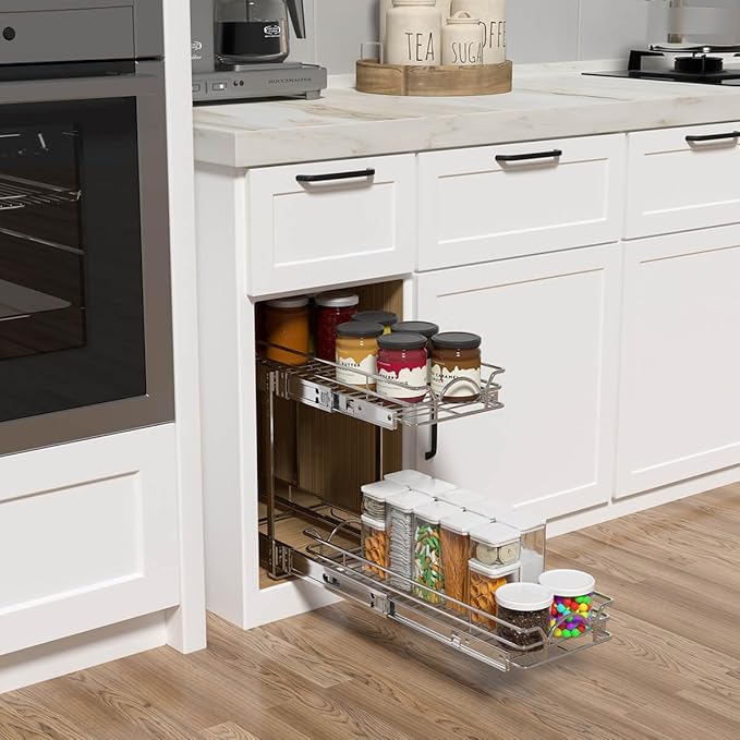 OCG 2 Tier Pull Out Cabinet Organizer, Pull Out Drawers - Image 7