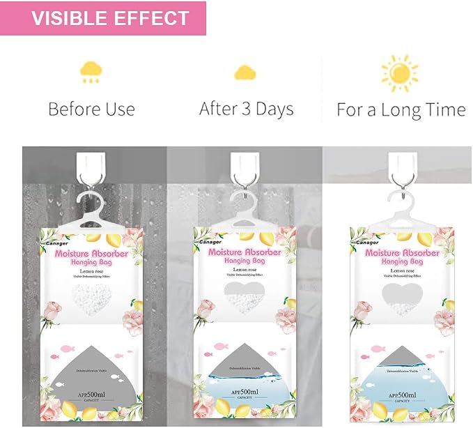 CANAGER Hanging Moisture Absorber, Lemon Rose Moistureproof Hanging - Image 5