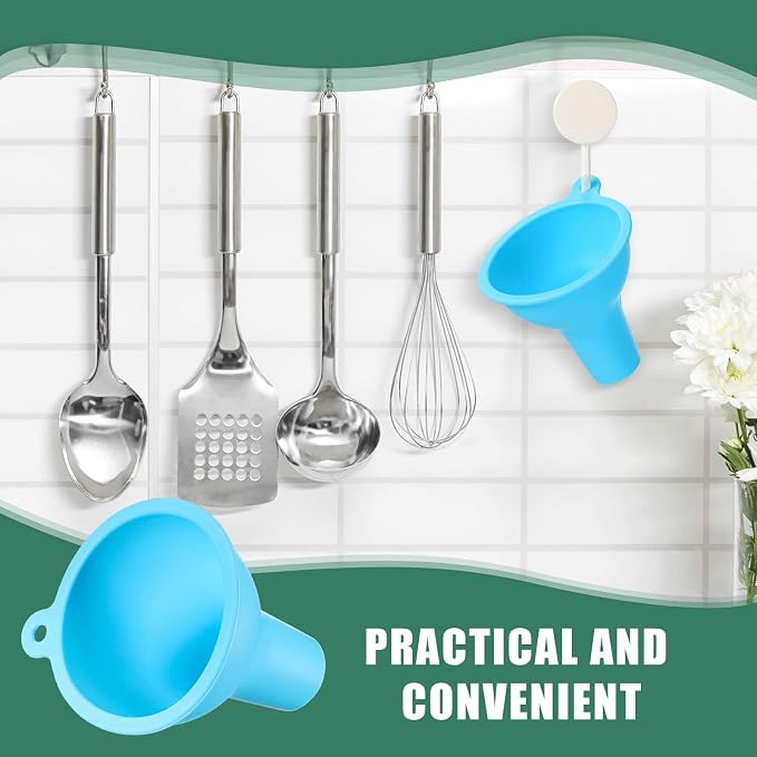 Silicone Funnels 4 Pieces Wide Mouth Funnel Flexible Condiment Sauce Canning Set - Image 6