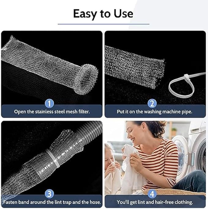 Stainless Steel Lint Traps for Washing Machine Drain Hose – Mesh Filter - Image 4