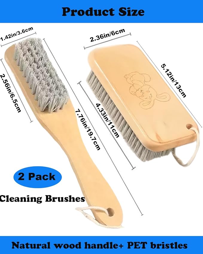 Scrub Cleaning Brush for Stains -Wood Handle Scrubbing Brushes, Cleaning - Image 2
