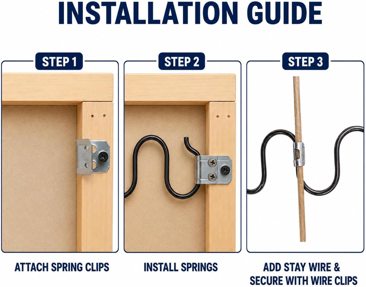 27 Inch Couch Spring Repair Kit for Sagging Sofa Cushions, Includes Springs, Stay Wire, Clips and Screws (27" 4-Pack Spring Kit)