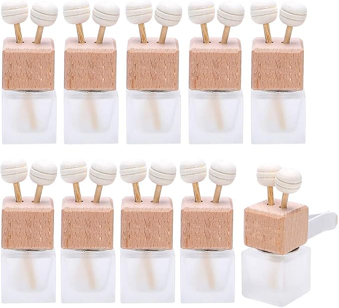 10 Pack, 8ml Matte Glass Car Air Freshener Perfume Clip Diffuser, Empty by Furnido