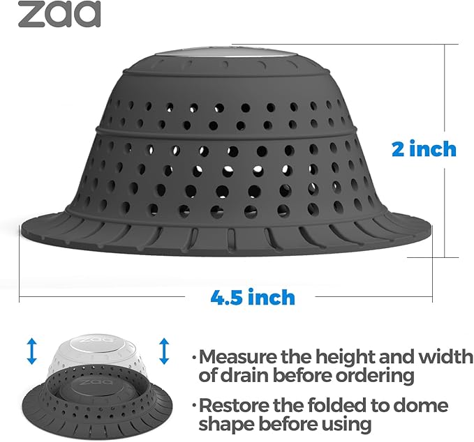 zaa Bathtub Drain Hair Catcher, Silicone Collapsible 1 Pack Drain Protector - Image 6