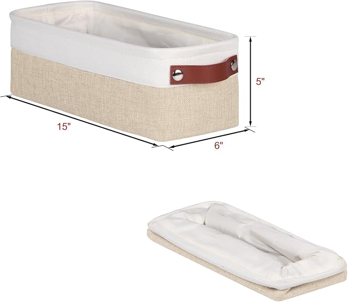 Univivi 4PC Long Narrow Storage Baskets, Small Fabric Storage Bins - Image 5