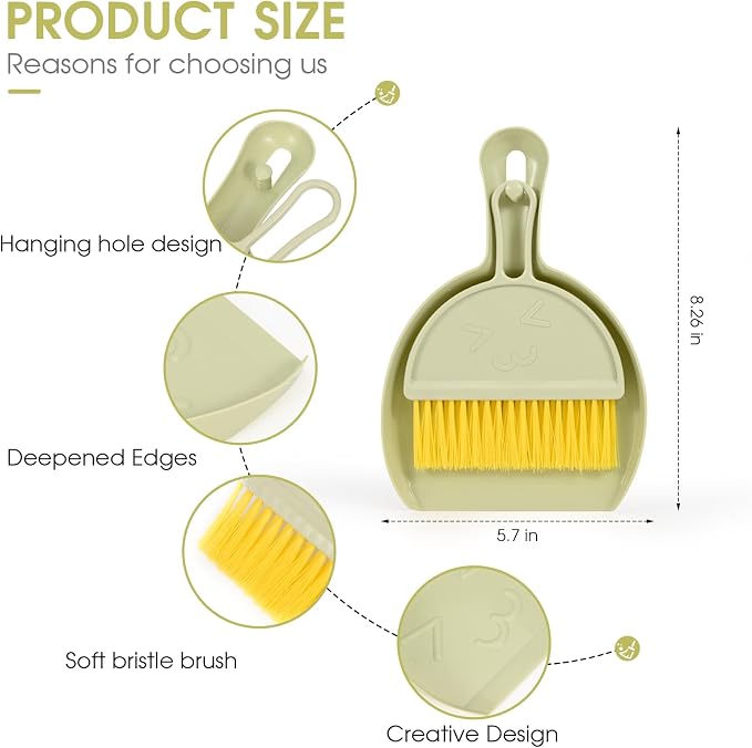 Small Broom and Dustpan Set, mini Compact Portable, - Image 2