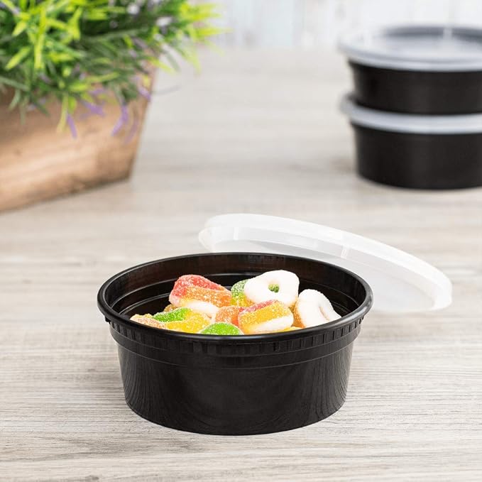 Karat [8oz - 240 ct Black PP Injection Molded Round Deli Containers - Image 2