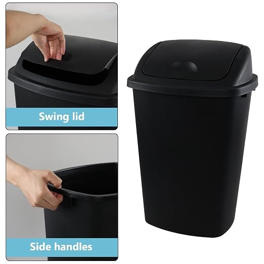 13 Gallon Black Outdoor Garbage Can - Image 3