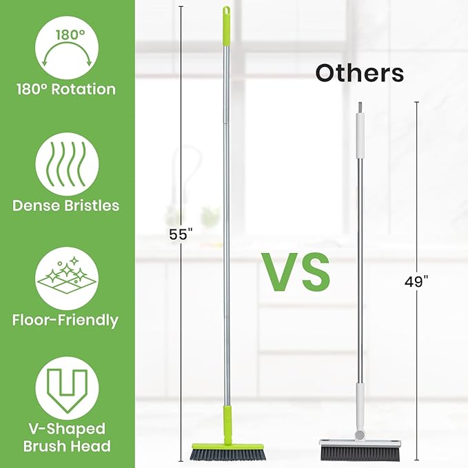 Grout Cleaner Brush with Long Handle, Floor Scrub Brush - Image 4