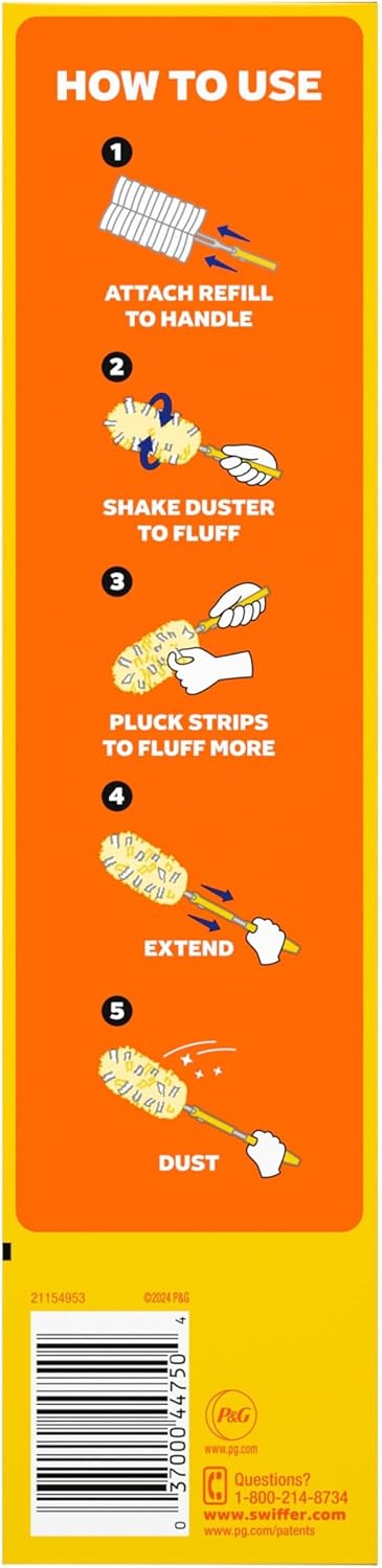 Swiffer Duster Kit with 3 ft Extendable Handle, Heavy Duty Dusting Starter Kit with 3 Refills, for Ceiling Fans, Vents and Hard to Reach Places