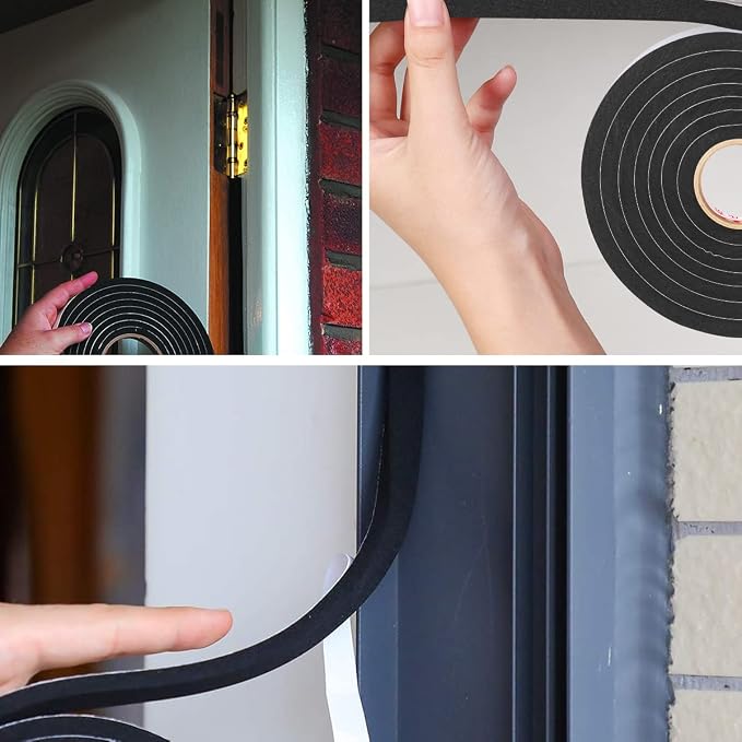 2 Rolls Weather Stripping Door Seal, 3/4'' W x 3/8'' T Foam Tape Close Cell - Image 6