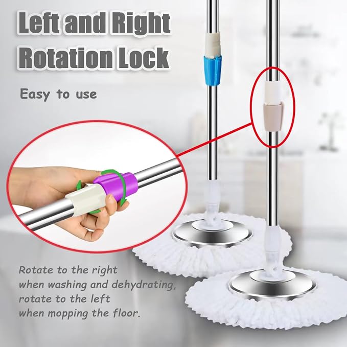 Extended Spin Mop Replacement Mop Handle, Upgraded 60-inch 360 Degrees Rotating - Image 5