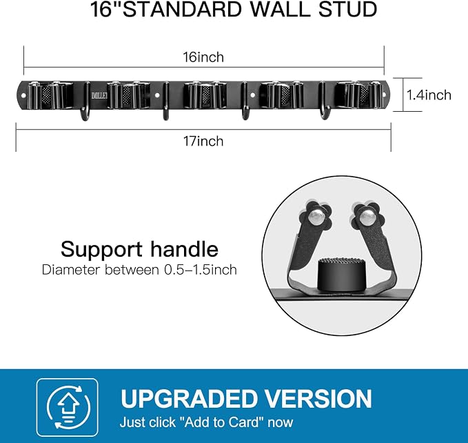 IMILLET 2 Pack Broom and Mop Holder Wall Mounted, Broom Holder Stainless Steel - Image 3