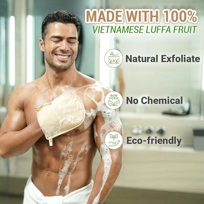 Premium Vietnamese Natural Loofah Gloves – Exfoliating Body Scrubber Mitts - Image 7