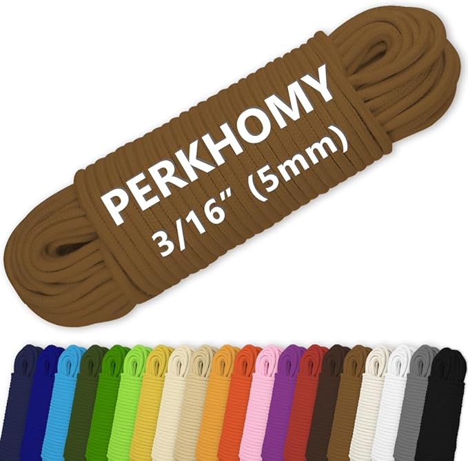 PerkHomy Cotton Rope 3/16" 100 ft Multi Purpose Utility Diamond Braided Cord by PerkHomy