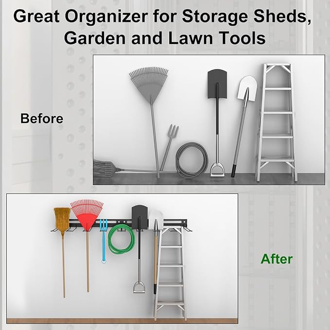 Garage Wall-Mounted Rack, Tool Storage Rack, Garden Tool Rack, Hanging Storage - Image 5