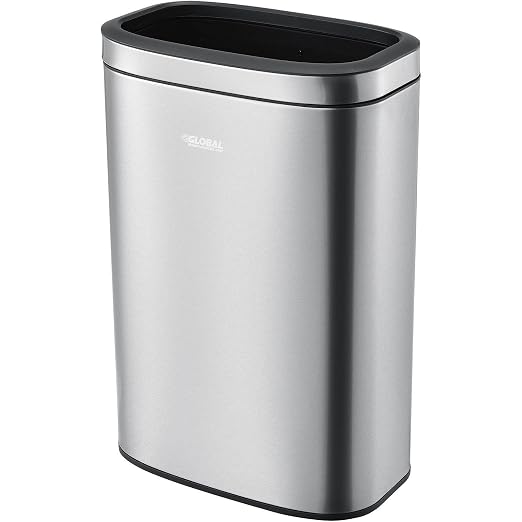 Global Industrial 10-1/2 Gallon Stainless Steel Slim Open Top Receptacle by GlobalIndustrial