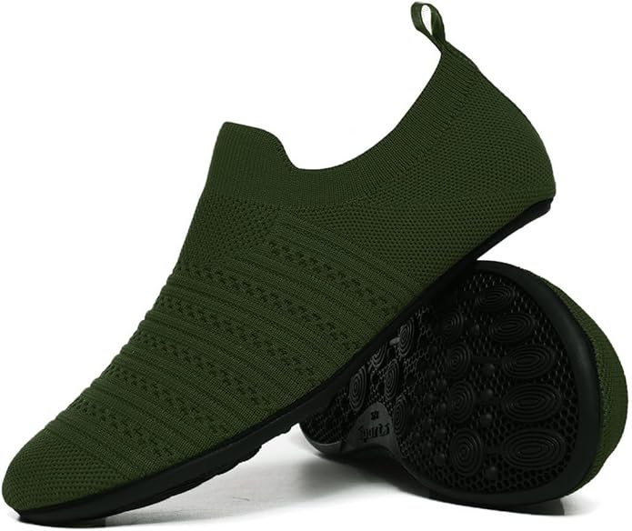 QZKDM Lightweight Slip on Grip Indoor House Slippers Barefoot Non Slip Home by QZKDM