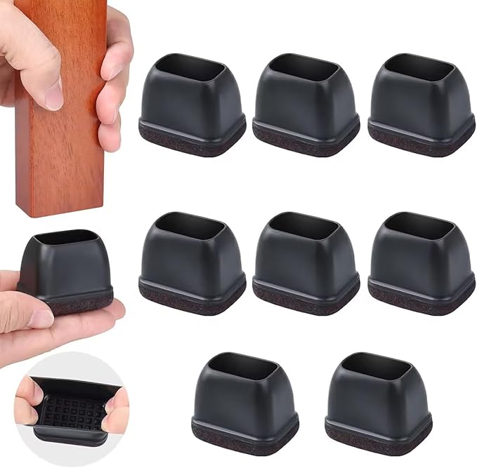 Ezprotekt 8 Pcs Rectangle Black Felt Chair Leg Floor Protectors by VisittheEzprotekt