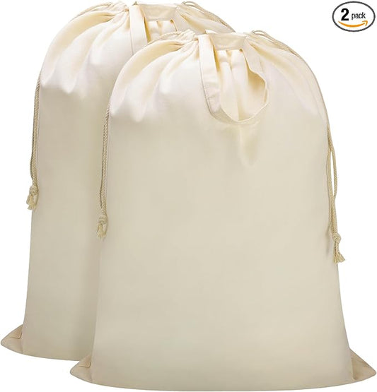 Canvas Laundry Bag with Handles & Drawstring Closure 27.5”x35", Thick Cotton by CALACH