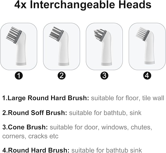 Electric Cleaning Brush with 4 in 1 Multiple Brush Heads, Indoor Household - Image 4